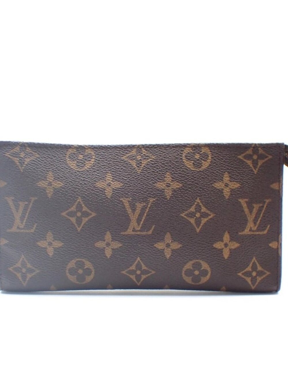 LOUIS VUITTON LV Logo Bucket GM Pouch Bag Monogram Leather Brown Gold 05KC807